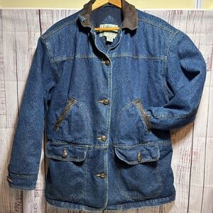 Vintage Sortables Denim Jacket Men’s M Quilted Lined Leather Trim Made Hong Kong